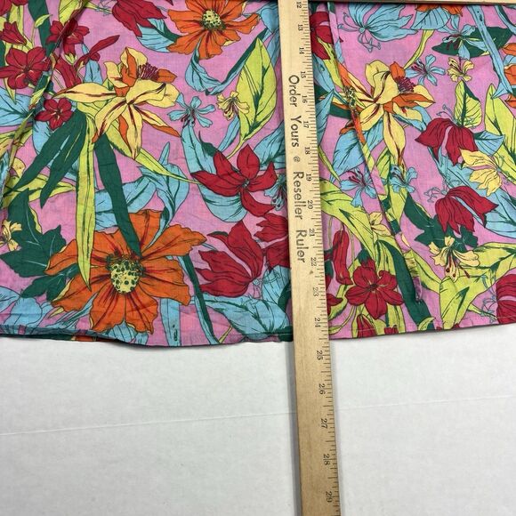 Avara Blouse Large Boho Floral Print Ruffle Sleeve Tropical Resort Casual Top - Picture 7 of 11